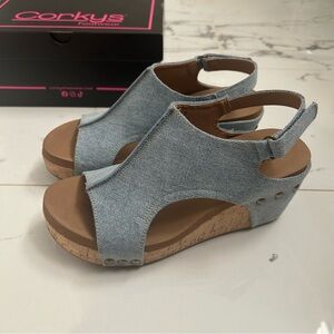 Denim Sandal Wedge Heel